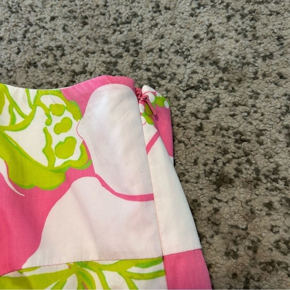 Lilly Pulitzer 100% Cotton Pink & White Floral Franco Strapless Mini Dress 10 - Picture 5 of 10